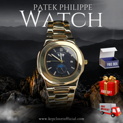Luxury Patek Philippe Nautilus Moon Phase Black Dial - Gold Bracelet