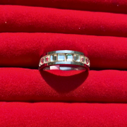 Sterling Silver Cube-Cut Stone Ring for Men  (KCJ0040)
