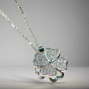 Spinning Four Leaf Silver Heart Pendant | Unique Rotating Design (KCJ0015)