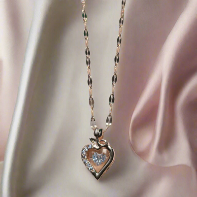 Dangling Rose Gold Heart Cage Pendant (KCJ0021)