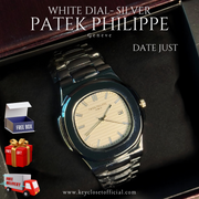 Patek Philippe Date Just - White Dial Chrome Chrome Steel Watch