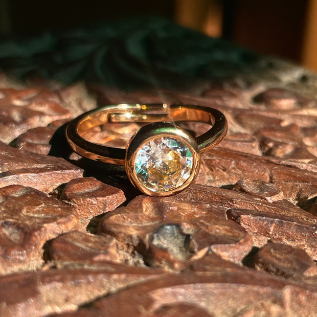 Sleek Korean Encased Diamond Golden Ring (KCJ0006)