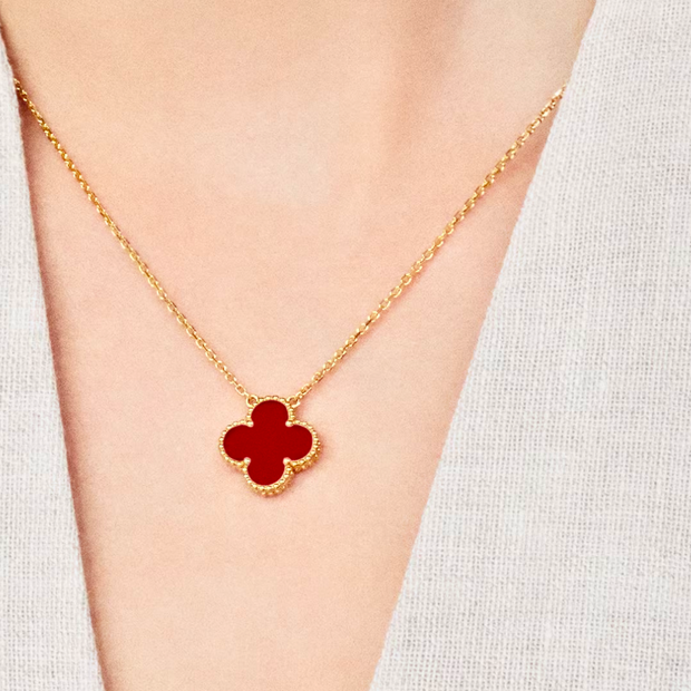 Luxury Red 4 Leaf Clover Pendant | Exquisite Jewelry for Women (KCJ0019)