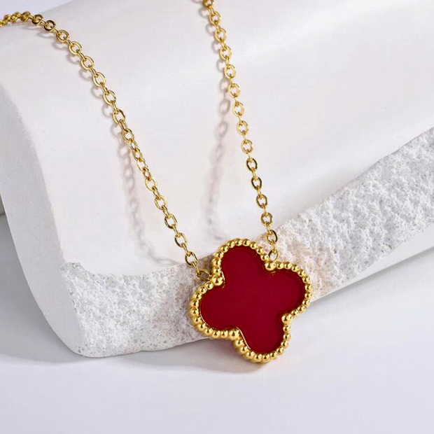 Luxury Red 4 Leaf Clover Pendant | Exquisite Jewelry for Women (KCJ0019)