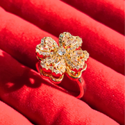 Rotating Four Clover Ring for Women | Silver/Golden Stainless Steel Anti-Stress Jewelry (KCJ0026)