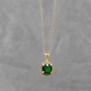 Glamourous Rose Cut Emerald Green Pendant (KCJ0020)