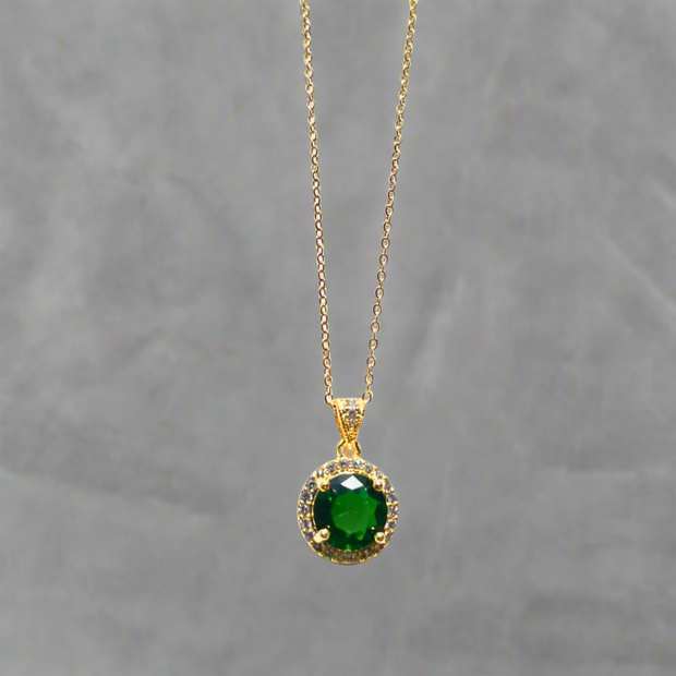 Glamourous Rose Cut Emerald Green Pendant (KCJ0020)