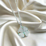 Spinning Four Leaf Silver Heart Pendant | Unique Rotating Design (KCJ0015)