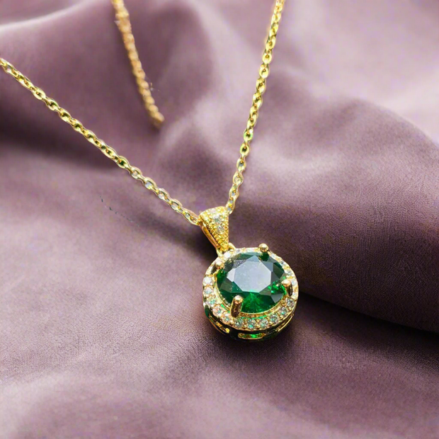 Glamourous Rose Cut Emerald Green Pendant (KCJ0020)