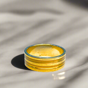 Men's Golden Stainless Steel Ring with Parallel Lining (KCJ0039)