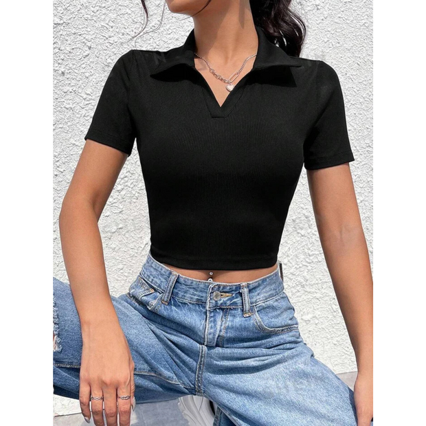 V-neck Slim Short Sleeve Tee