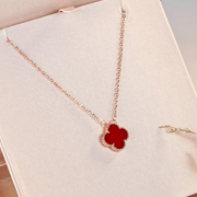 Luxury Red 4 Leaf Clover Pendant | Exquisite Jewelry for Women (KCJ0019)