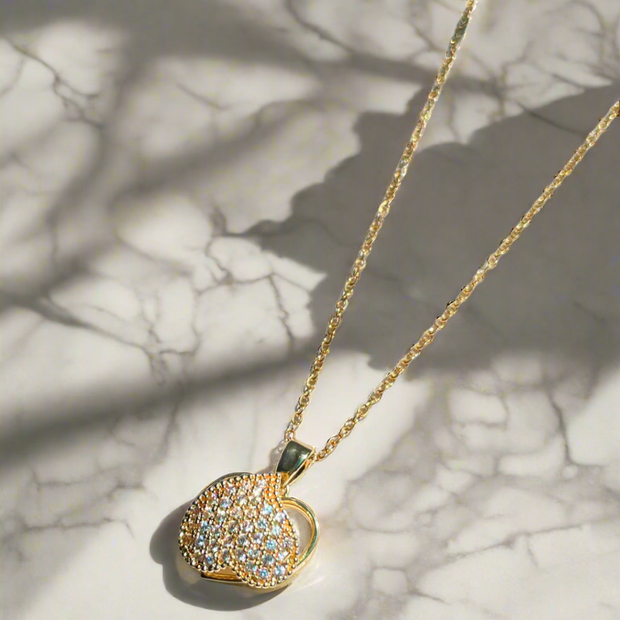 Luxury Spinning Golden Heart Pendant | Rotating Locket (KCJ0024)