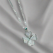 Spinning Four Leaf Silver Heart Pendant | Unique Rotating Design (KCJ0015)