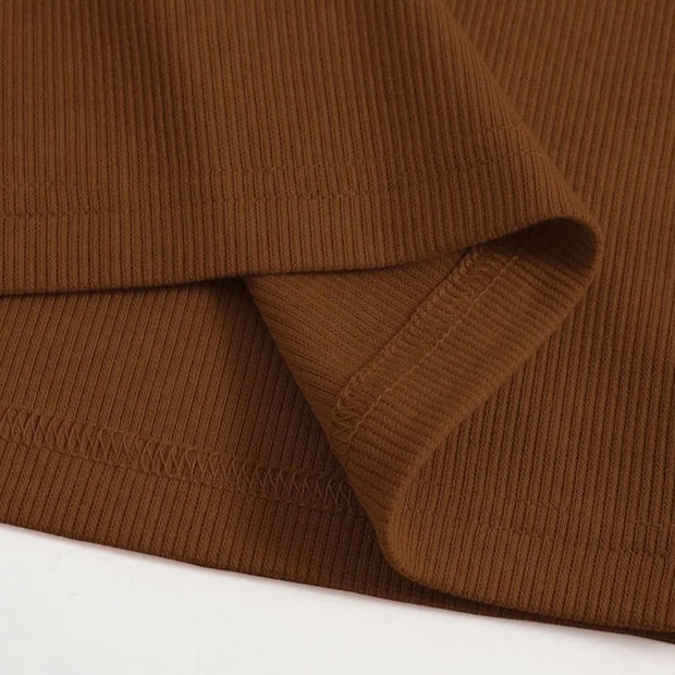 Teen Solid Coffee Brown Rib fitted Tank Top