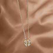 Four Leaf Golden Luck Magnetic Hearts Pendant - 2 in 1 (KCJ0022)