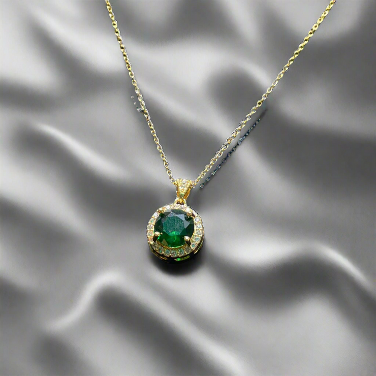 Glamourous Rose Cut Emerald Green Pendant (KCJ0020)
