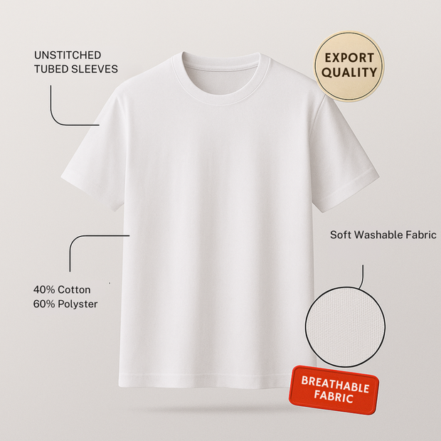 Premium Unisex Plain White Seamless T-Shirt