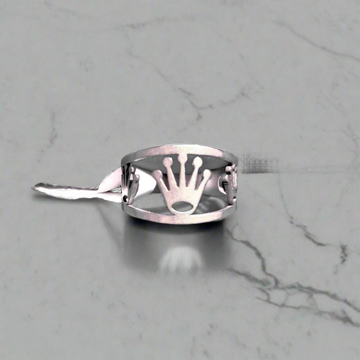 Sterling Silver Light Rolex Crown Ring (Sizes 17, 18, 19) (KCJ0036)
