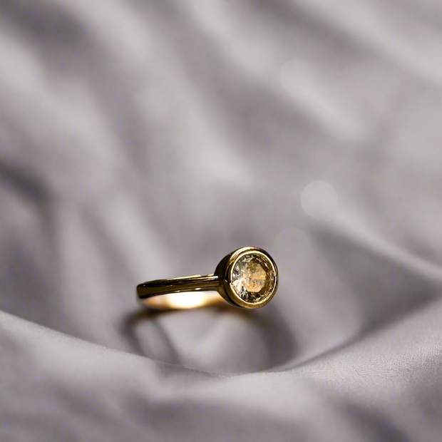 Sleek Korean Encased Diamond Golden Ring (KCJ0006)