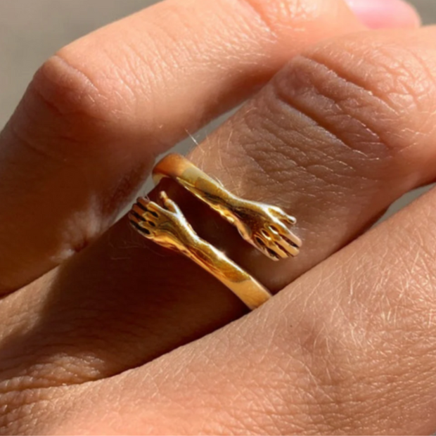 Unisex Hugging Ring | Adjustable Size in Silver, Black & Golden Colors (KCJ0028)