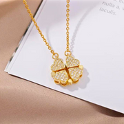 Four Leaf Golden Luck Magnetic Hearts Pendant - 2 in 1 (KCJ0022)