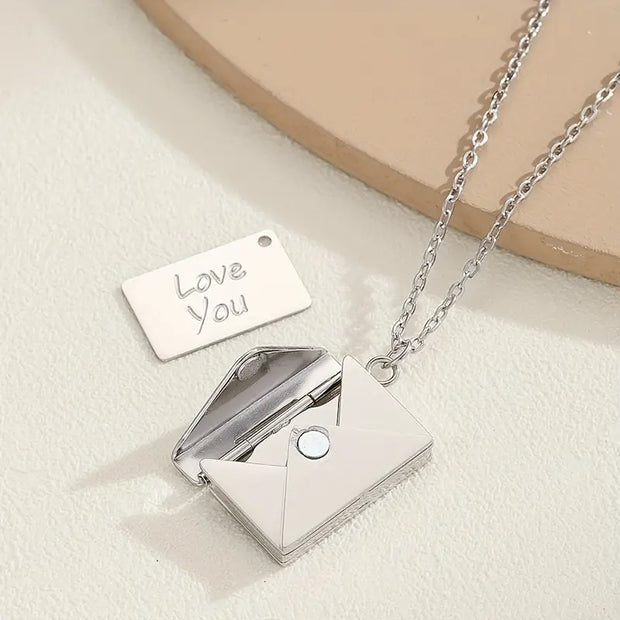 Envelope Pendant Necklace – Hidden 'Love You' Message (KCJ0050)