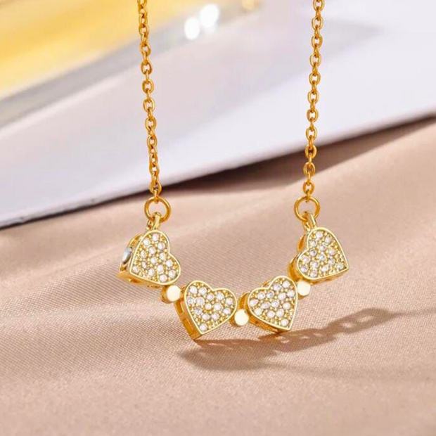 Four Leaf Golden Luck Magnetic Hearts Pendant - 2 in 1 (KCJ0022)