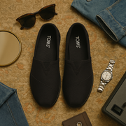 TOMS Syanno Black Canvas Slip-On Shoes Minor Fault
