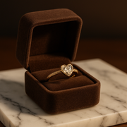 Sleek Korean Golden Sparkling Heart Diamond Ring (KCJ0005)