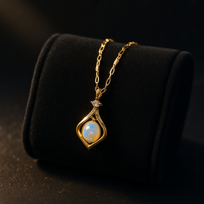 Korean White Lotus Mermaid Pearl Pendant (KCJ0023)