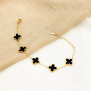 Black 4-Leaf Clover Bracelet – Lucky and Stylish Design | (KCJ0011)-(KCJ0010)