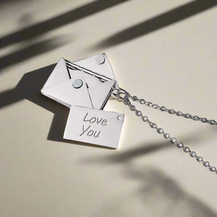 Envelope Pendant Necklace – Hidden 'Love You' Message (KCJ0050)