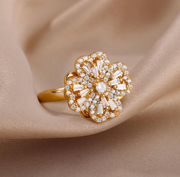 Rotating Four Clover Ring for Women | Silver/Golden Stainless Steel Anti-Stress Jewelry (KCJ0026)